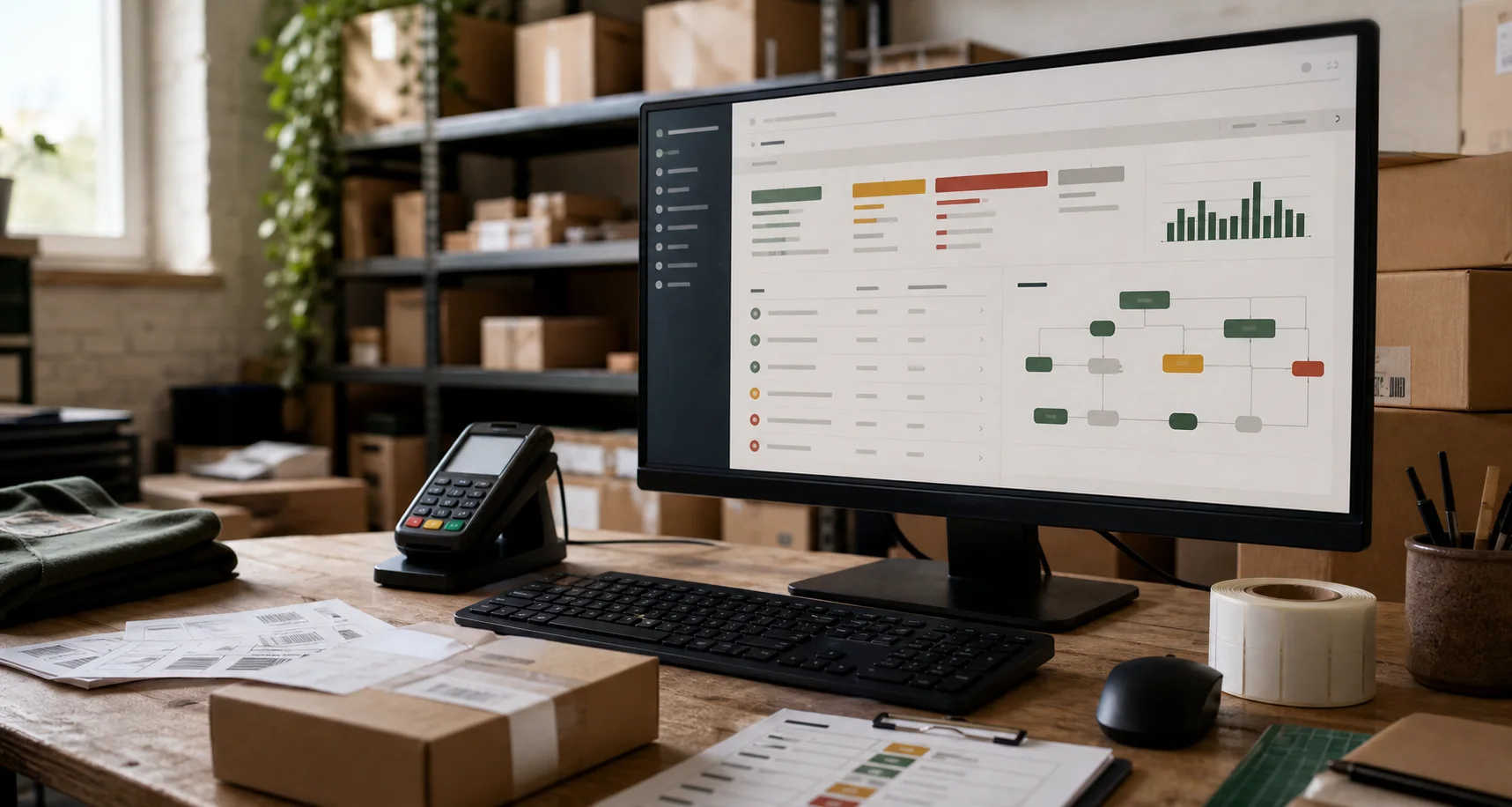 Commerce Operations Dashboard in einem kleinen Fulfillment Studio